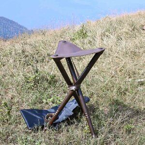 Vintage Portable Tripod Stool with Leather Seat 3-Legged  Folding Seat  NEW